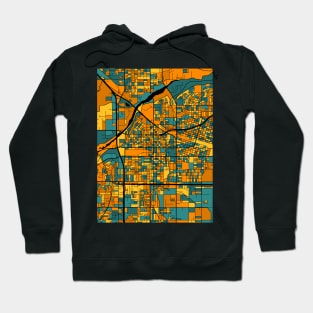 Bakersfield Map Pattern in Orange & Teal Hoodie